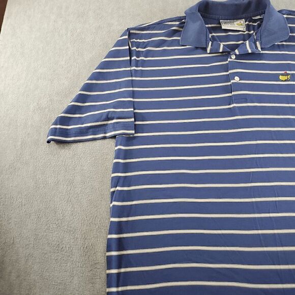 Masters Augusta National Golf Shop Polo Shirt Men L Blue Striped Short Sleeve - Picture 5 of 8